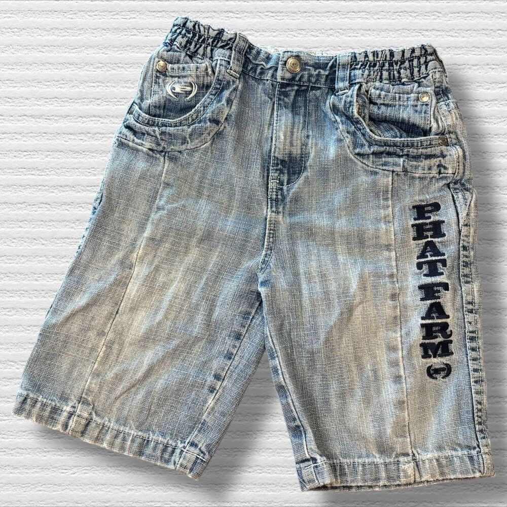 Vtg Y2K Phat Farm 92 Denim Shorts Kids 4T Logo Hip Hop Streetwear Hong Kong